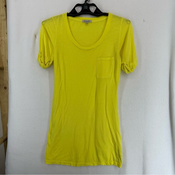 Heritage 1981 Tops - Heritage 1981 Short Sleeve Ruched Sleeve Basic T Shirt Womens Small Yellow